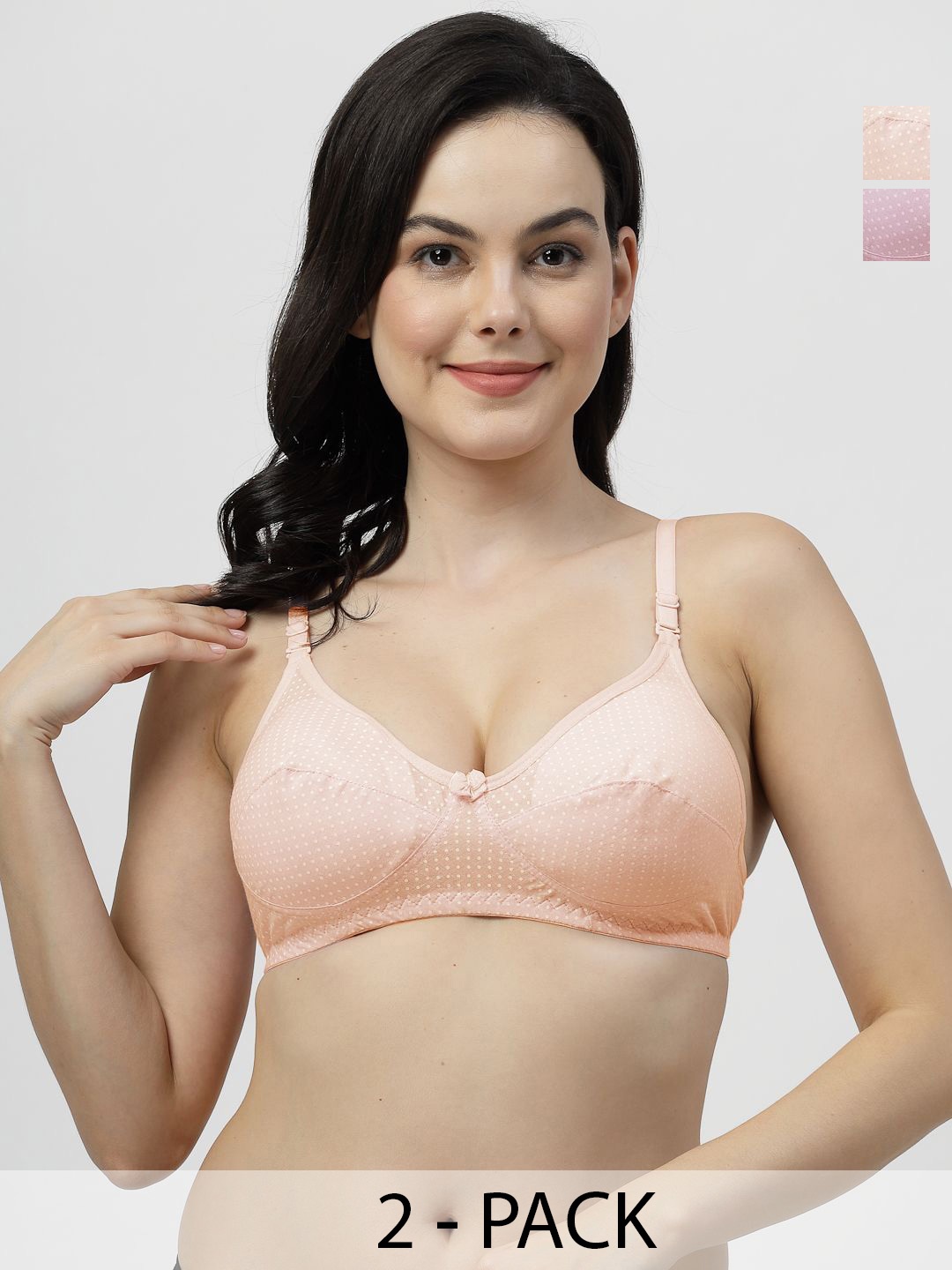 

SHYAM SONS FLAIR Women Pack Of 2 Cotton Polka Dot Full Coverage Bra, Orange