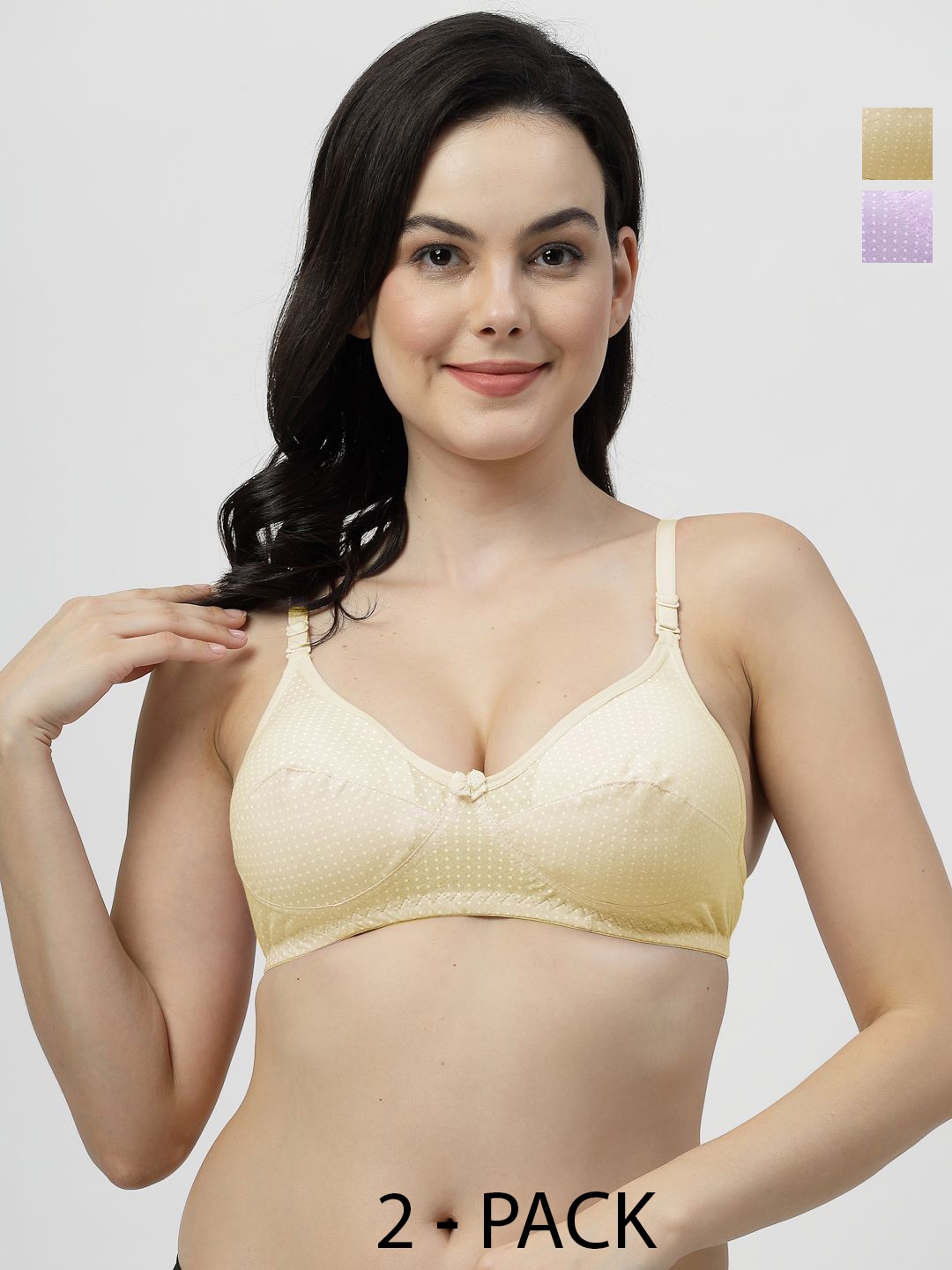 

SHYAM SONS FLAIR Crown Pack Of 2 Polka Dot Cut and Sew Medium Coverage Bra, Purple