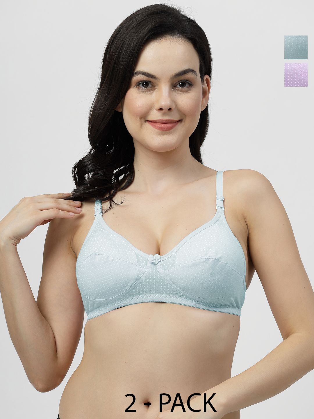

SHYAM SONS FLAIR Pack OF 2 Polka Dot Printed Full Coverage Bra, Purple