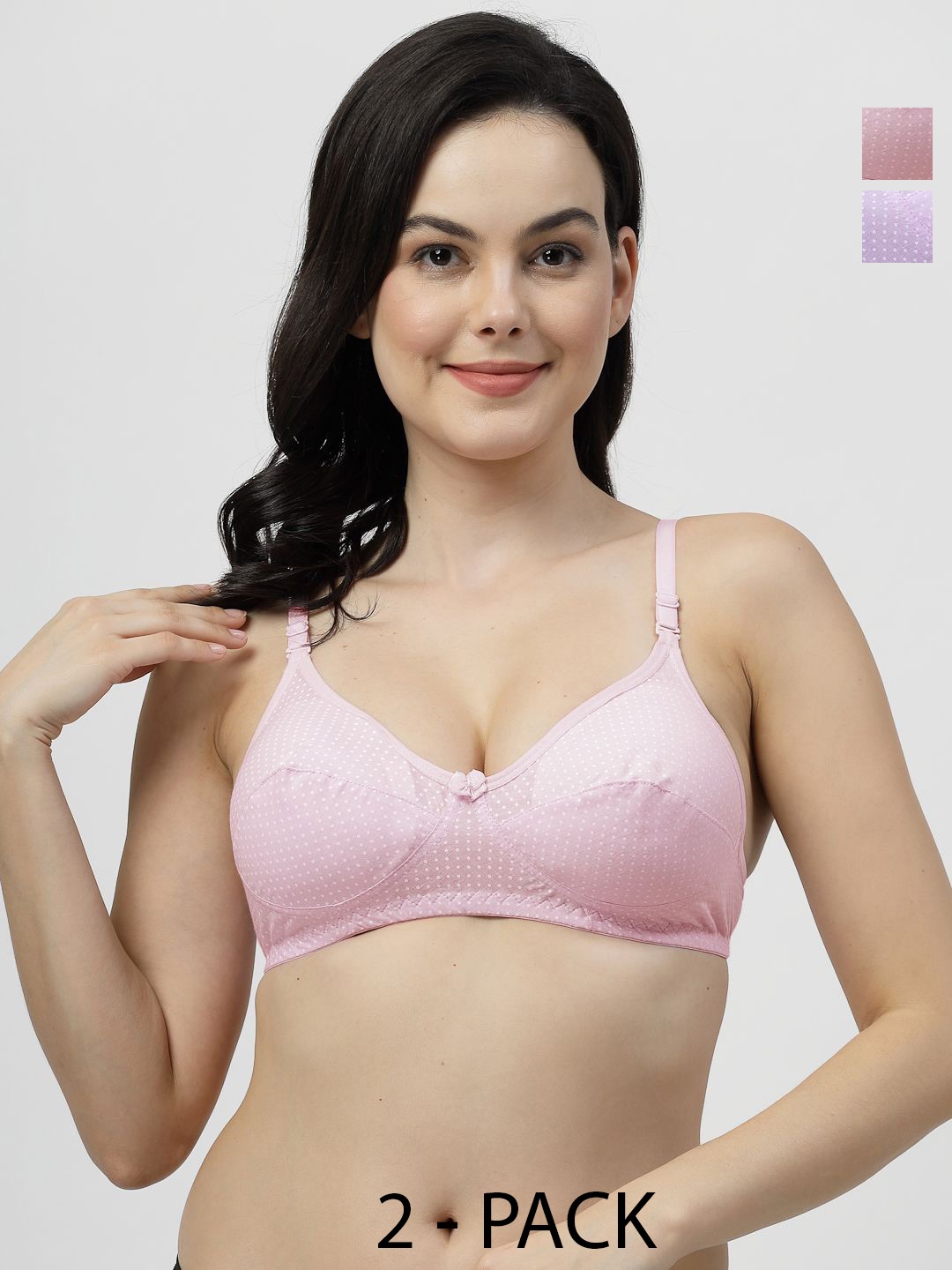 SHYAM SONS FLAIR Women Polka Dot Full Coverage Bra, Pink