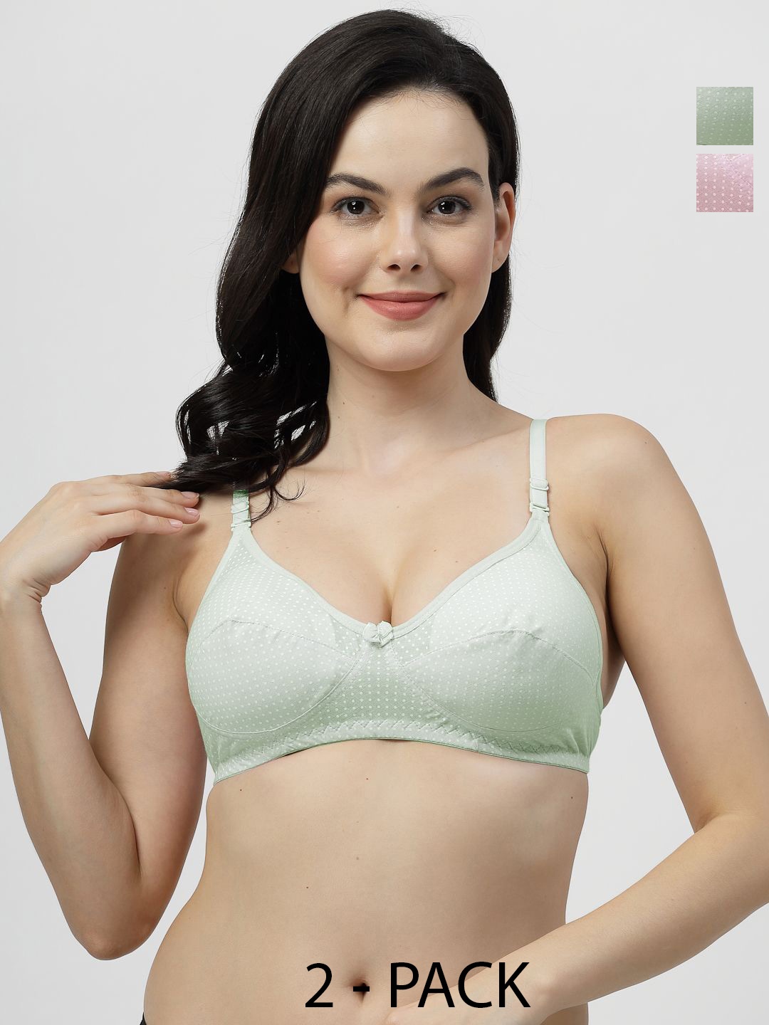

SHYAM SONS FLAIR Women Cut and Sew Polka Dot Full Coverage Bra, Green