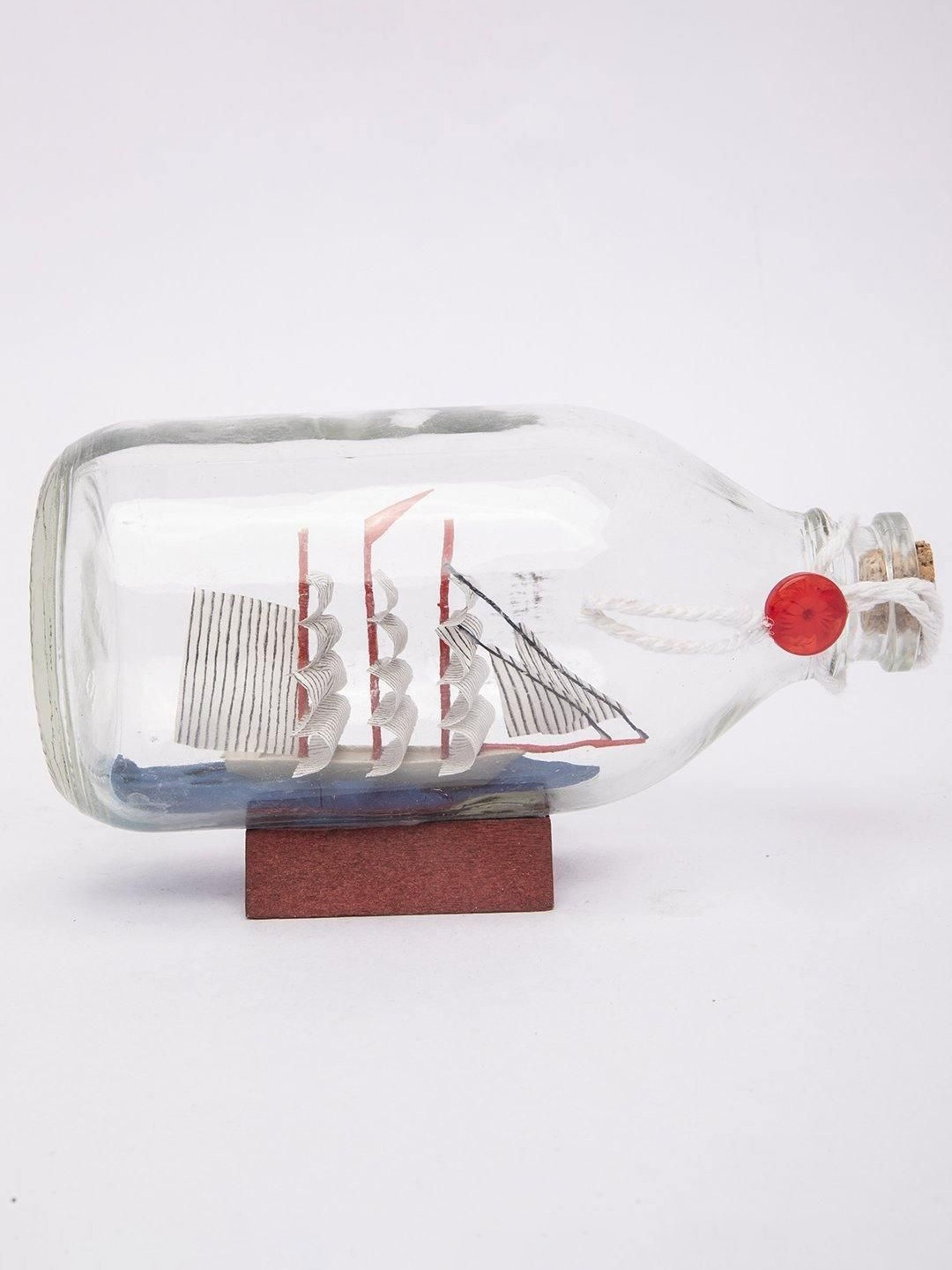 

MARKET99 Wishing Bottle Red & Brown Glass Curio Showpiece