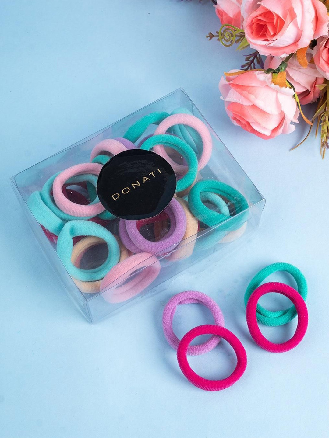 

MARKET99 Donati Rubber Bands Multicolour Nylon Set Of 30 Ponytail Holders, Pink