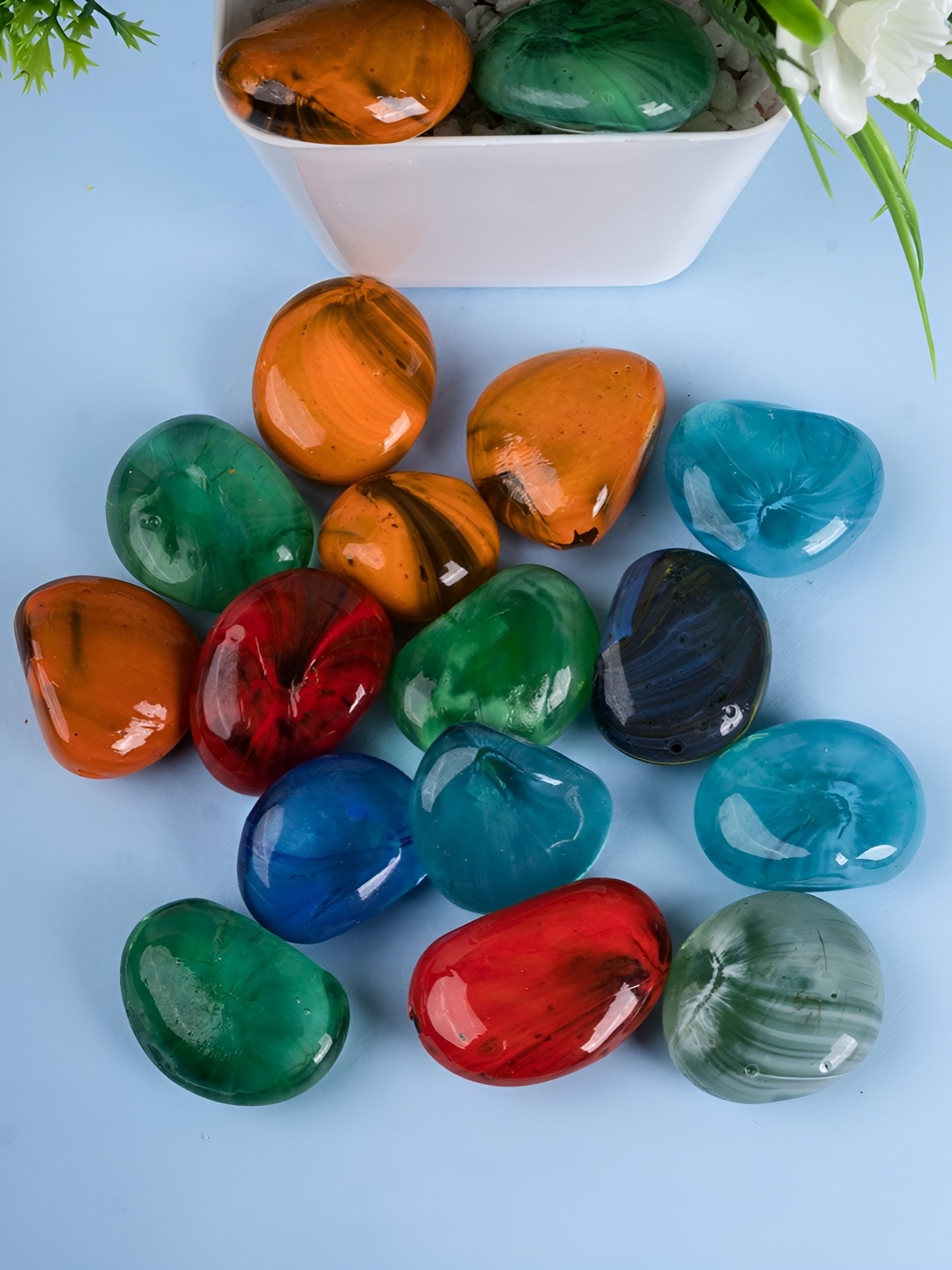 

MARKET99 Orange & Green Decorative Glass Pebbles