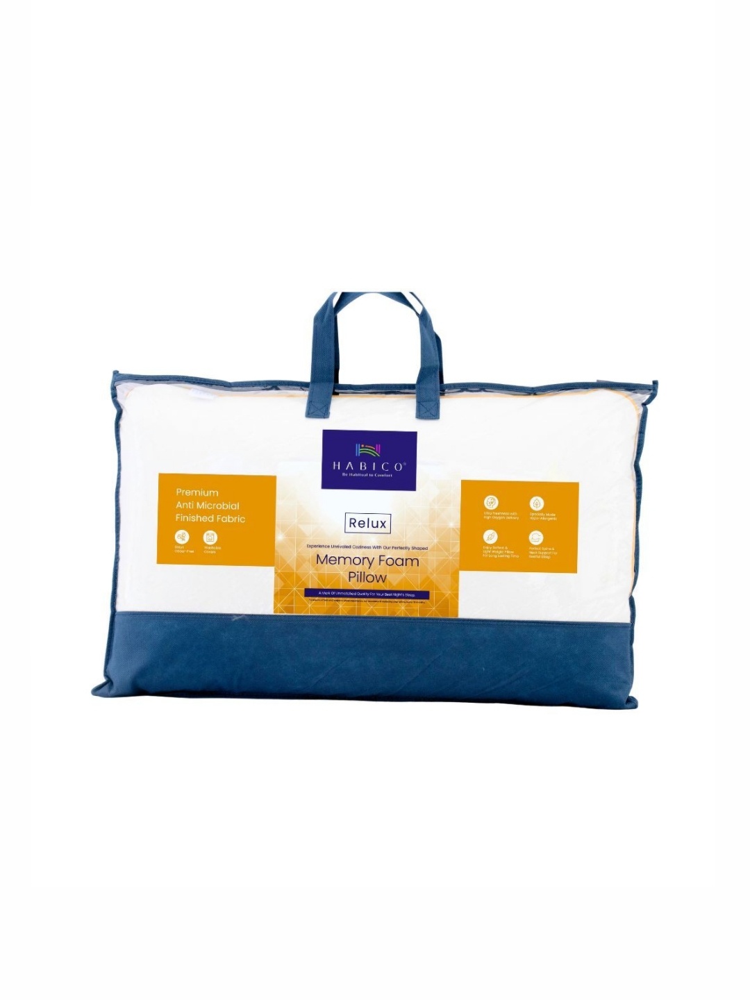 

HABICO HB Relux White Memory Foam Filled Cotton Ultra Soft Sleep Pillow