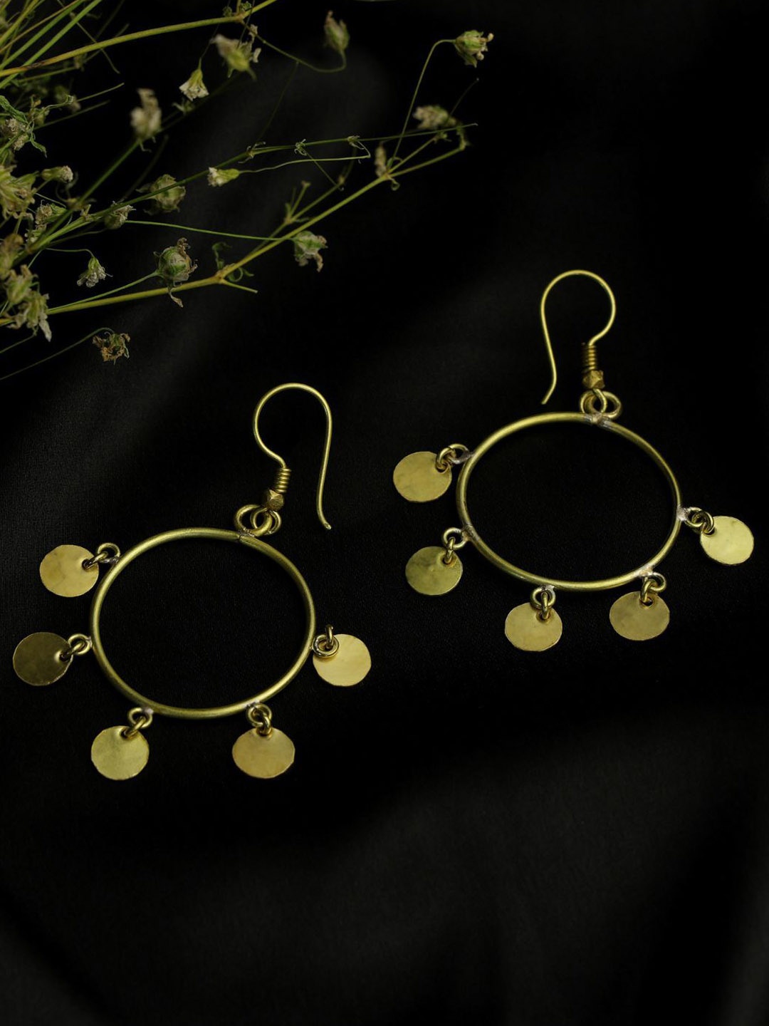 

TOS Brass-Plated Circular Drop Earrings, Gold