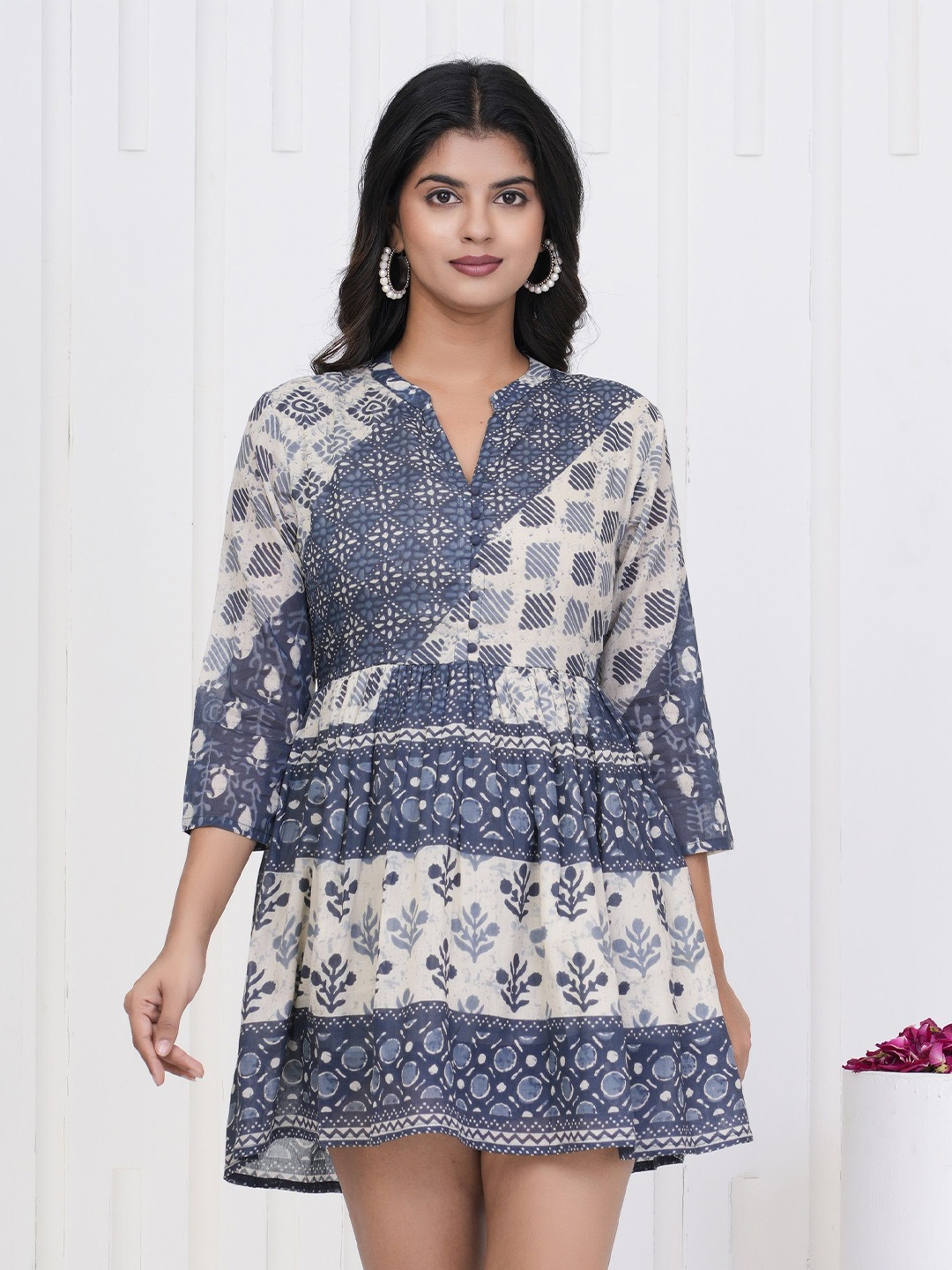 

Phool-era Print Fit & Flare Dress, Blue