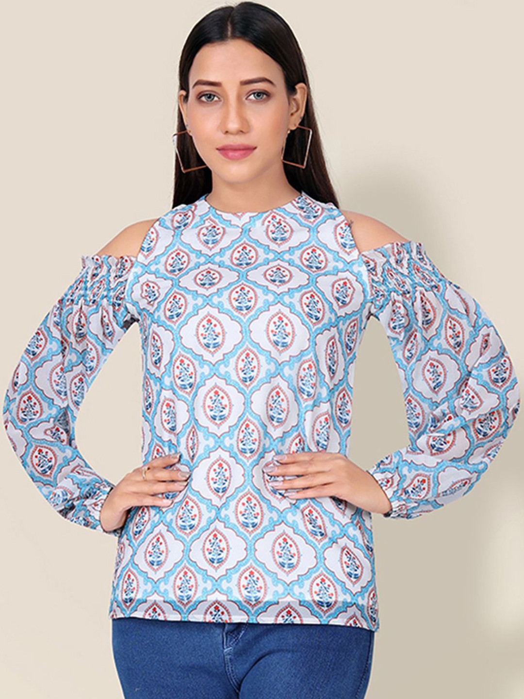

Moda Rapido Women Floral Printed Cold-Shoulder Top, Multi