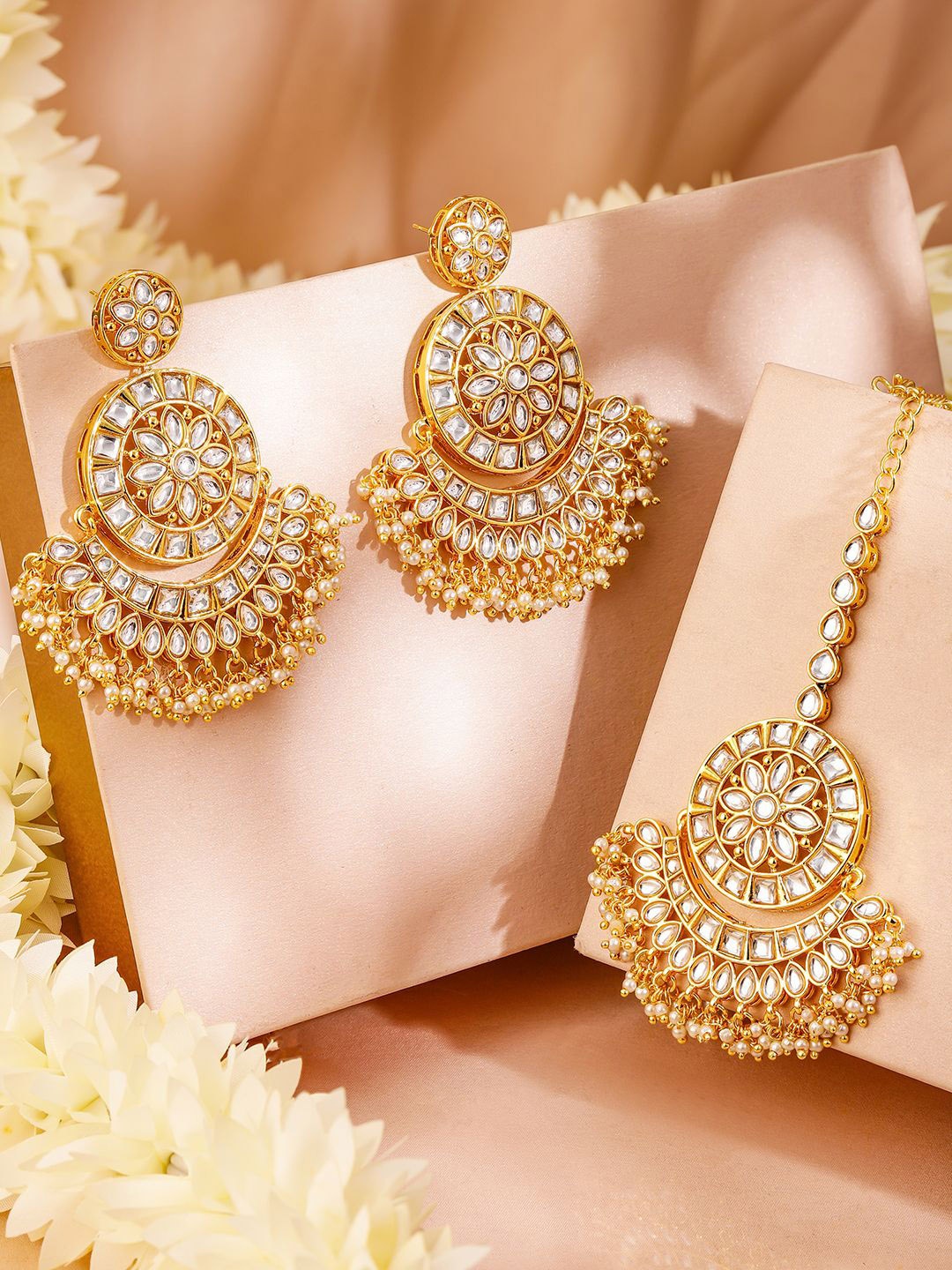 

Rubans 24K Gold Plated Kundan Stone Jewellery Set
