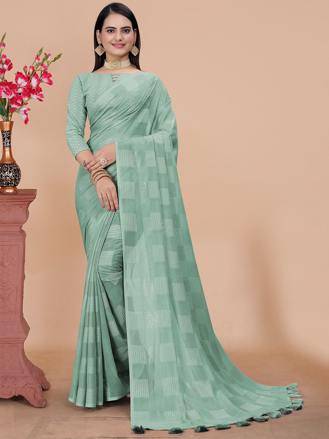 

K 5 Fashion Women Embroidered Pure Georgette Saree, Blue