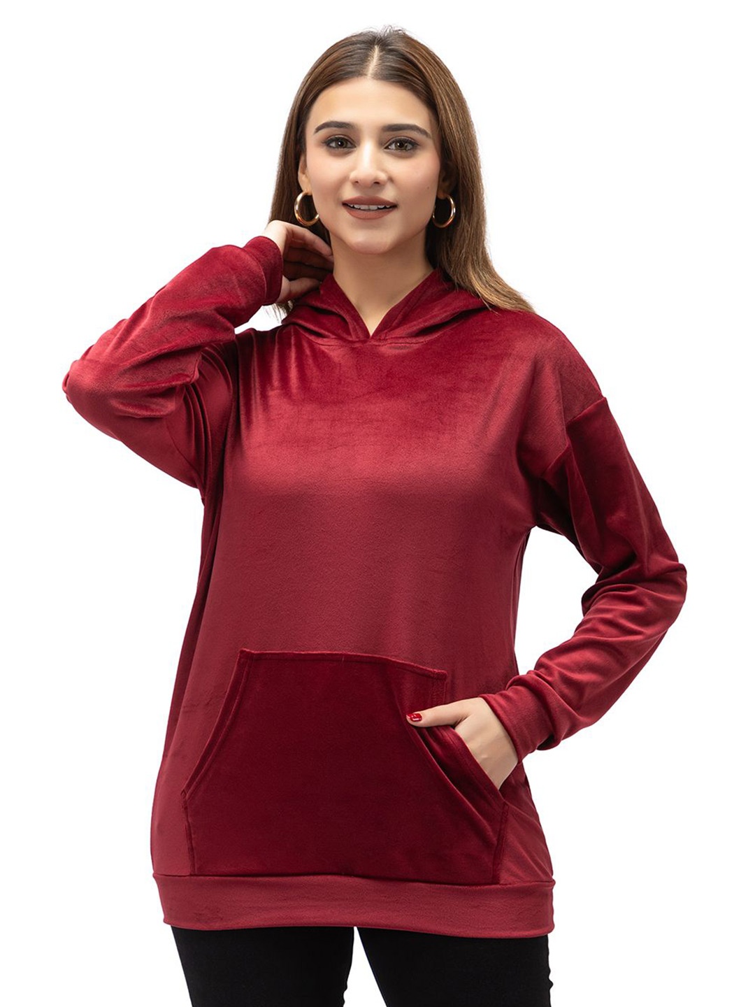 

HILFIRE REGION Women Hooded Sweatshirt, Maroon