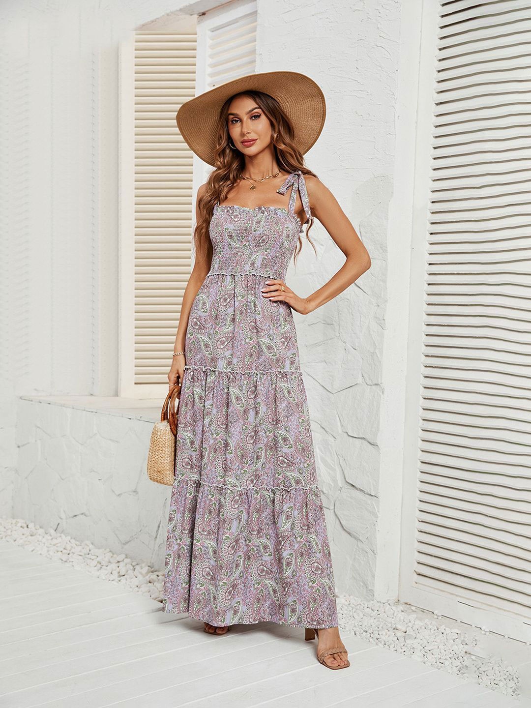

JC Mode Women Floral Printed Maxi Dress, Grey