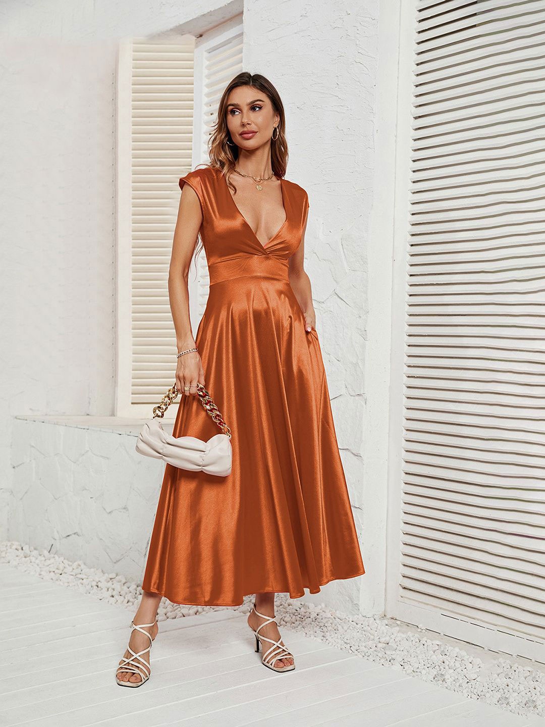 

JC Mode Women Fit & Flare Dress, Brown