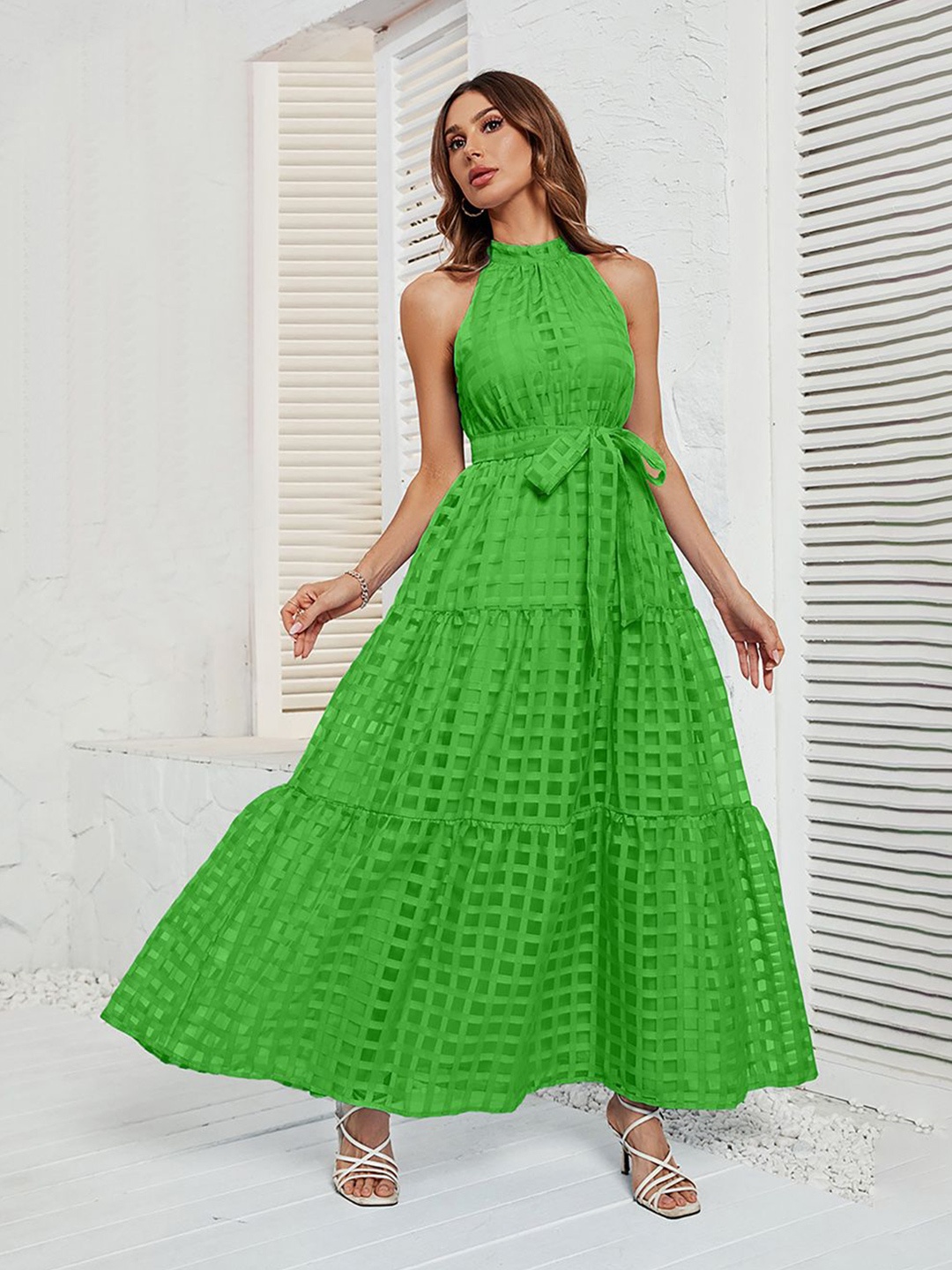 

JC Mode Women Halter Neck Maxi Dress, Green