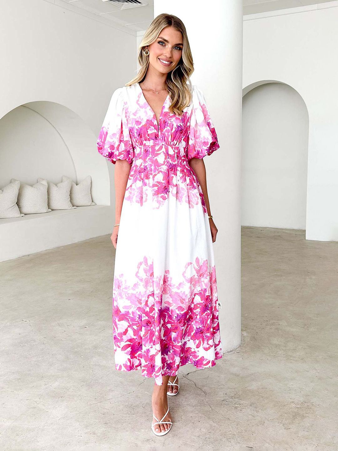 

JC Mode Women Floral Printed Maxi Dress, Rose