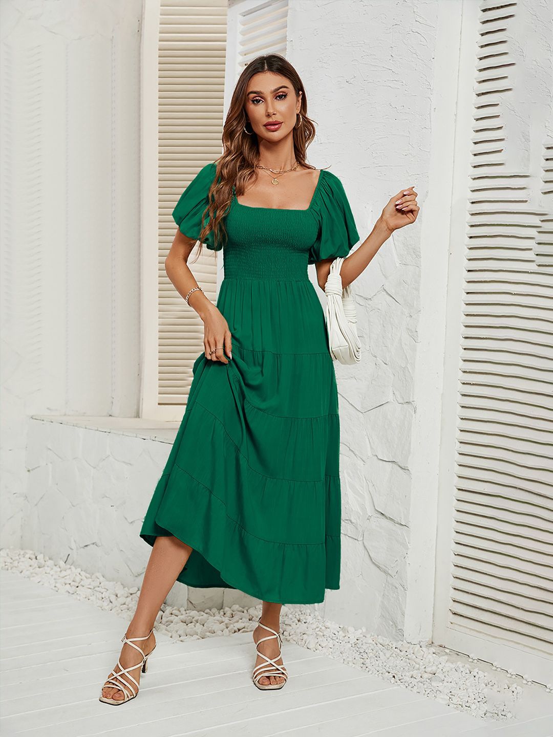 

JC Mode Women A-Line Fit and FlareDress, Green