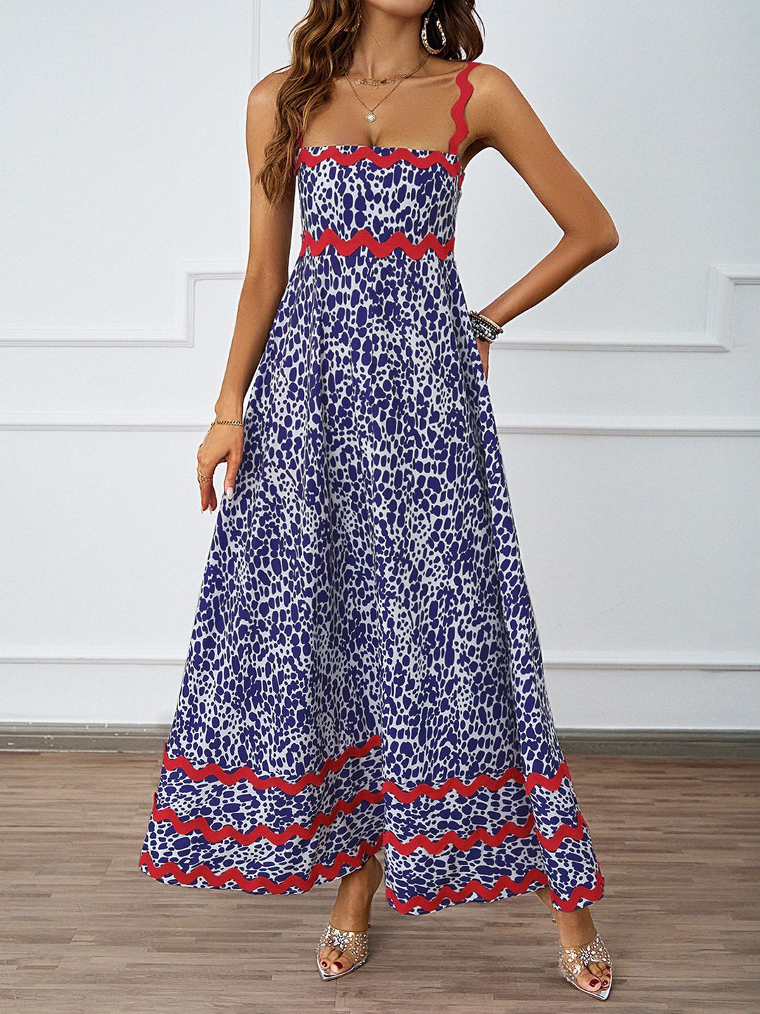 

JC Mode Printed Maxi Dress, Navy blue