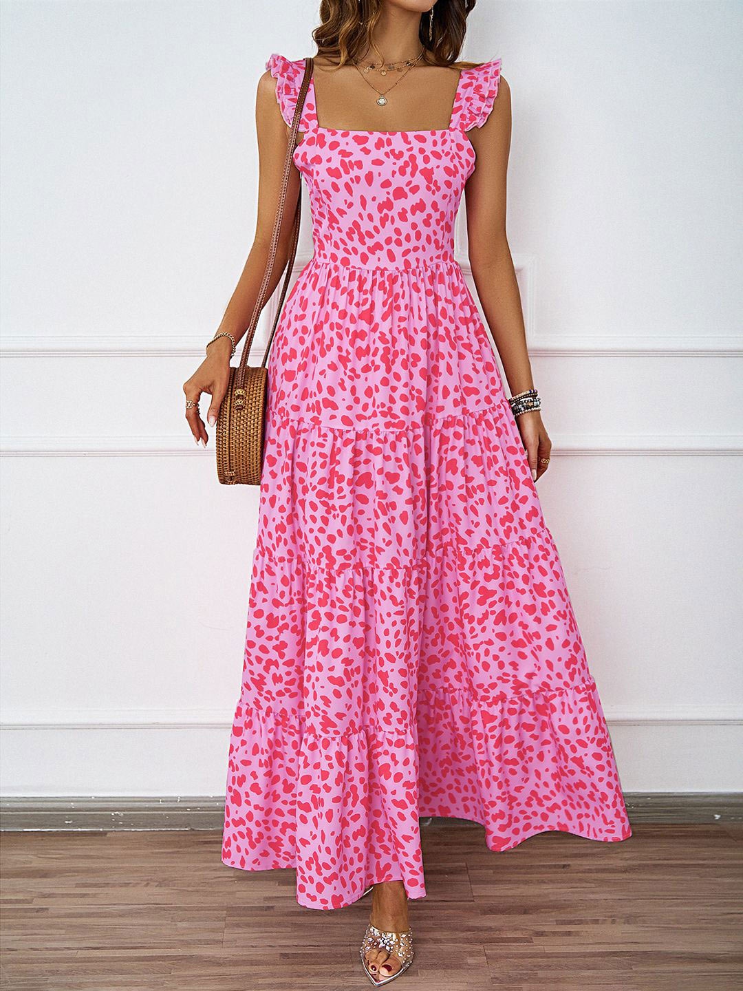 

JC Mode Women Animal Printed Maxi Dress, Pink