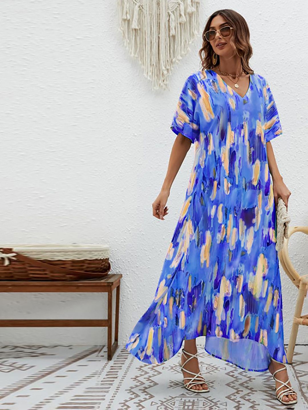 

JC Mode A-Line Abstract Printed Maxi Dress, Blue