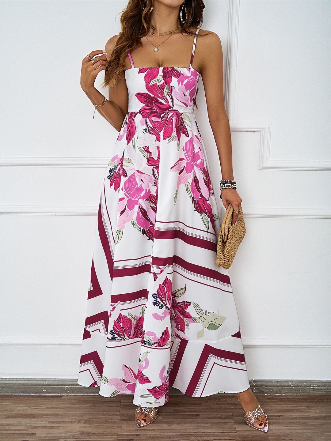 

JC Mode Women Floral Printed Maxi Dress, Rose