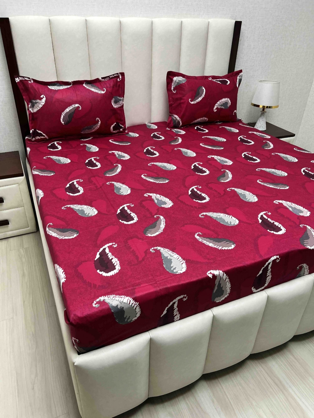 

Pure Decor Passion Fur Pink & Grey Ethnic Cotton 250 TC Queen Bedsheet Set-2.28mx2.54m