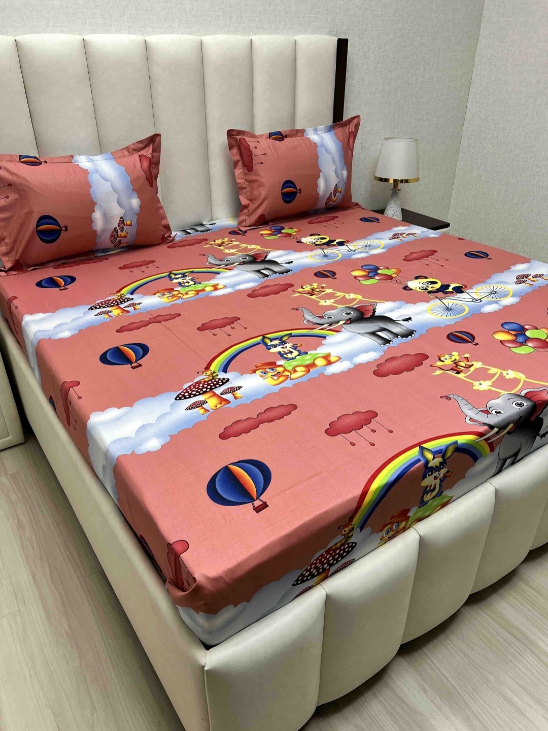 

Pure Decor Passion Fur Pink Cartoon Characters Cotton 240TC Queen Bedsheet Set-2.28mx2.54m