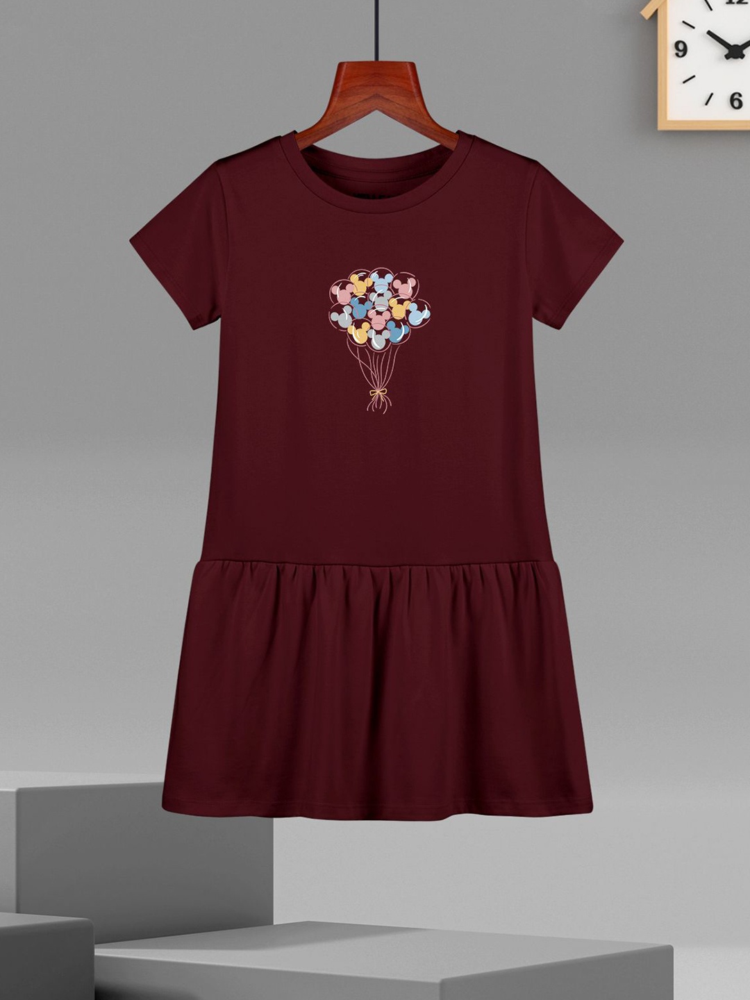 

HELLCAT Girls Printed Sleeveless Drop-Waist Cotton Dress, Burgundy