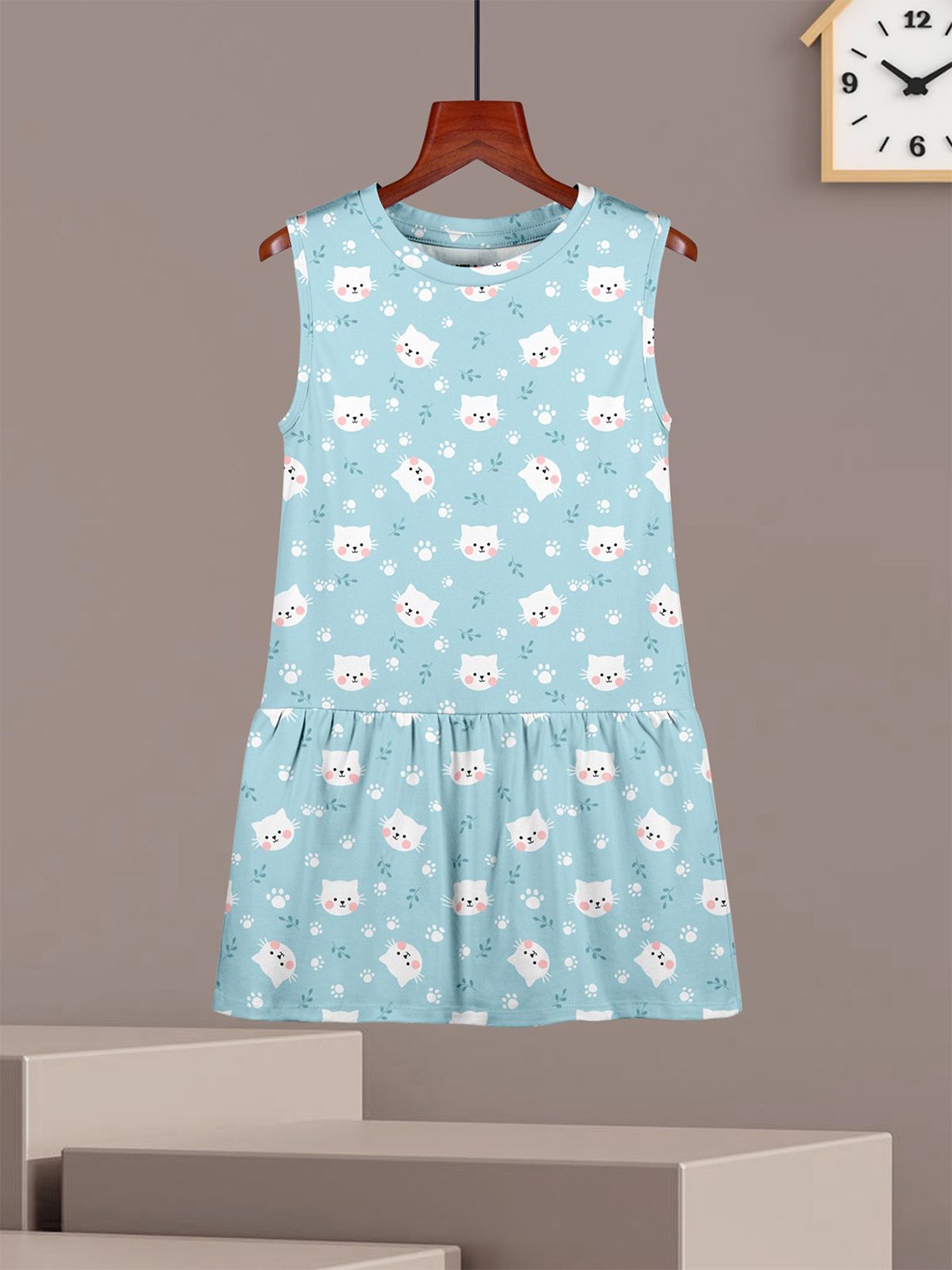 

HELLCAT Girls Print A-Line Dress, Blue