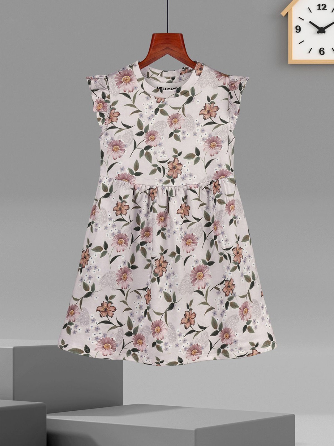 

HELLCAT Girls Floral Printed Fit & Flare Dress, Lavender