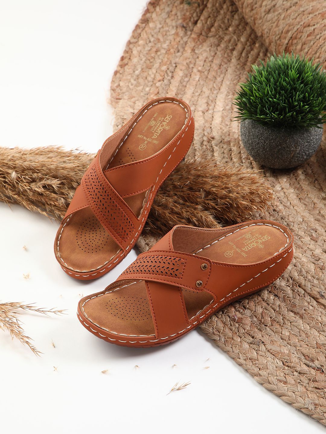 

Liberty Women Slip-On Sandal with Laser Cut, Tan