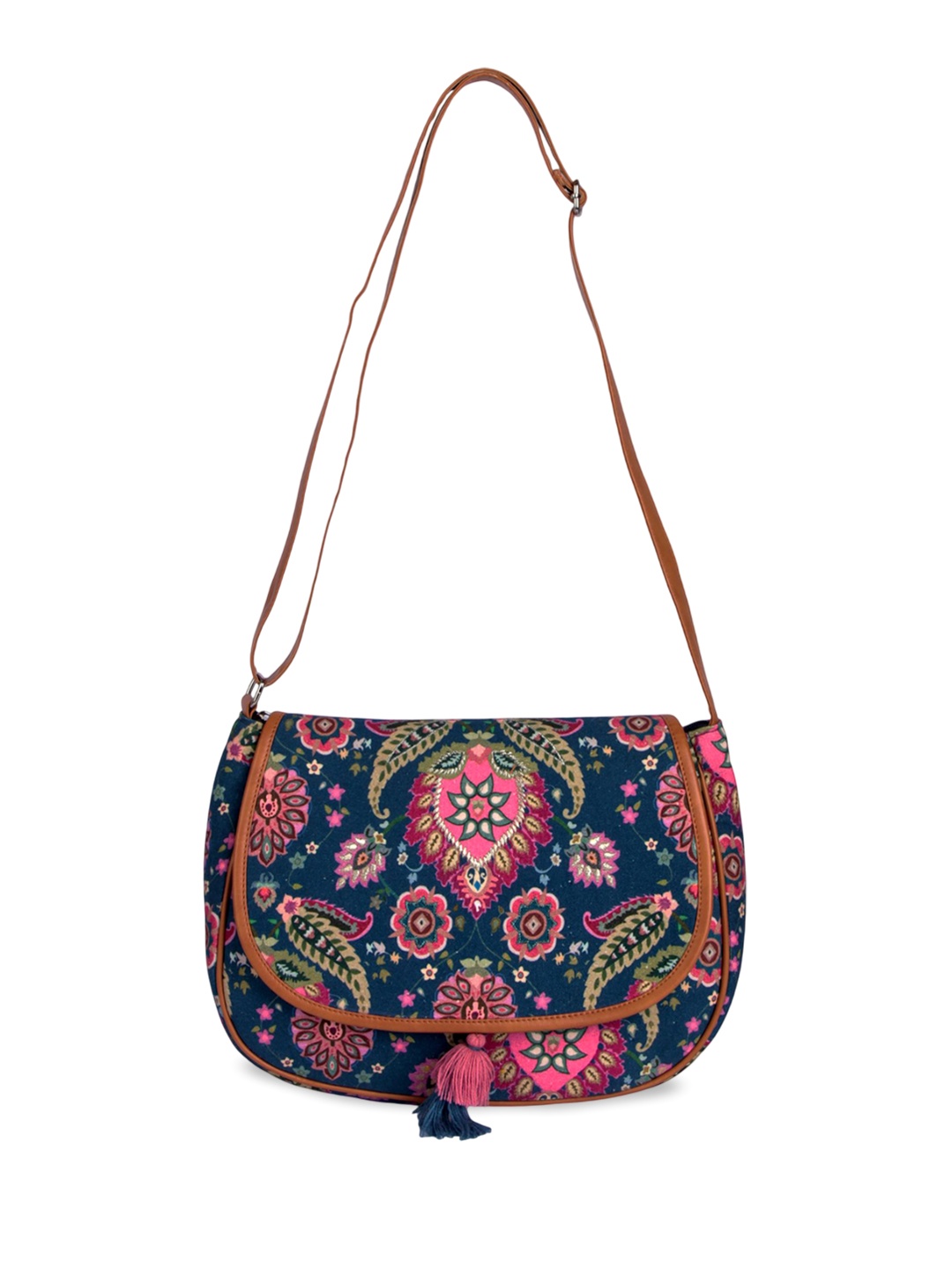 

Anouk Women Ethnic Motifs Printed Structured Sling Bag, Navy blue