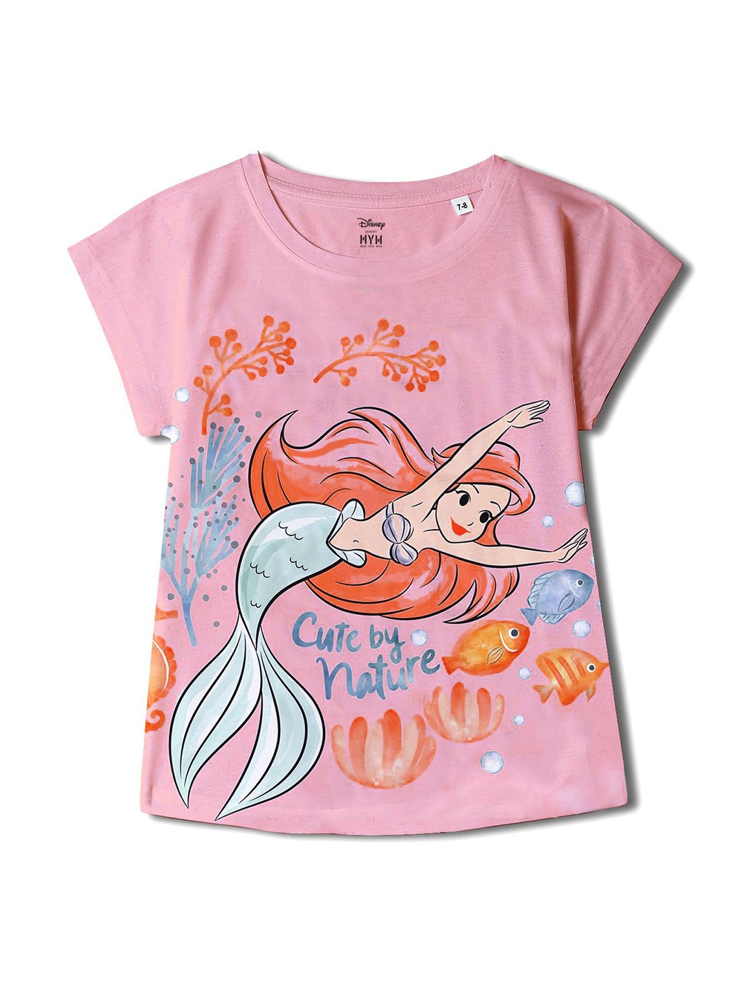 

Wear Your Mind Girls Disney Princess Printed Round Neck Top, Pink