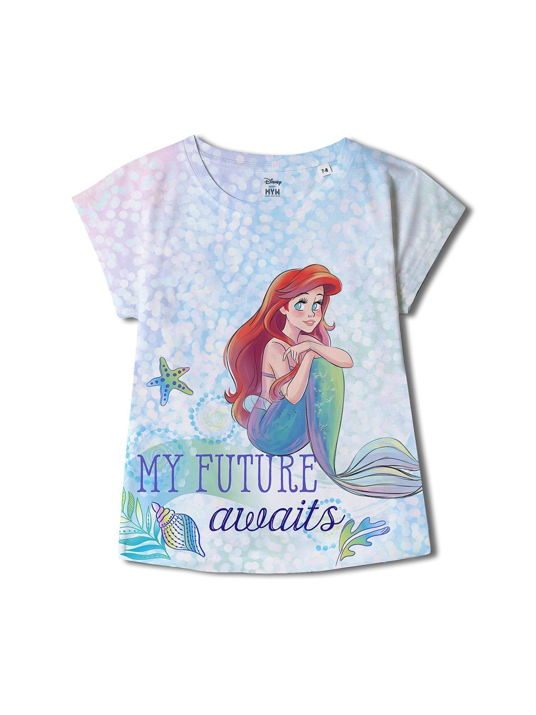 

Wear Your Mind Girls Disney Princess Printed Round Neck Top, White