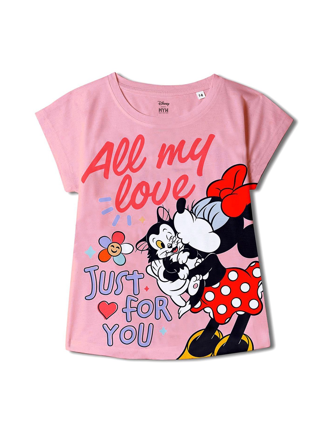 

Wear Your Mind Girls Mickey Mouse Printed Round Neck Top, Pink