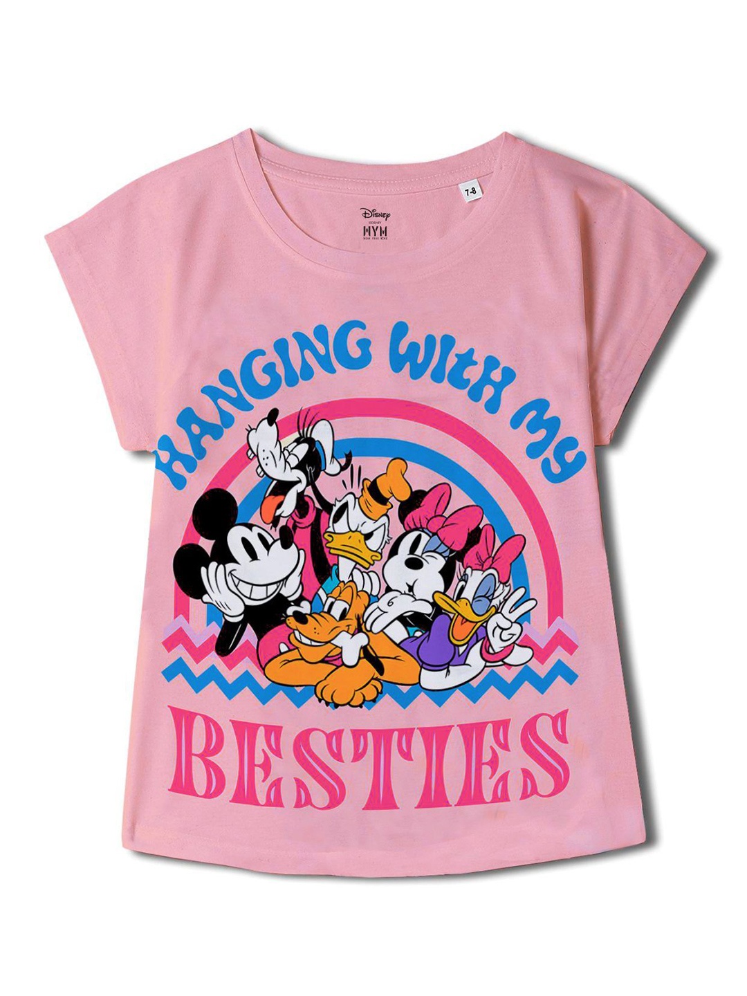 

Wear Your Mind Girls Mickey Mouse Printed Round Neck Top, Pink