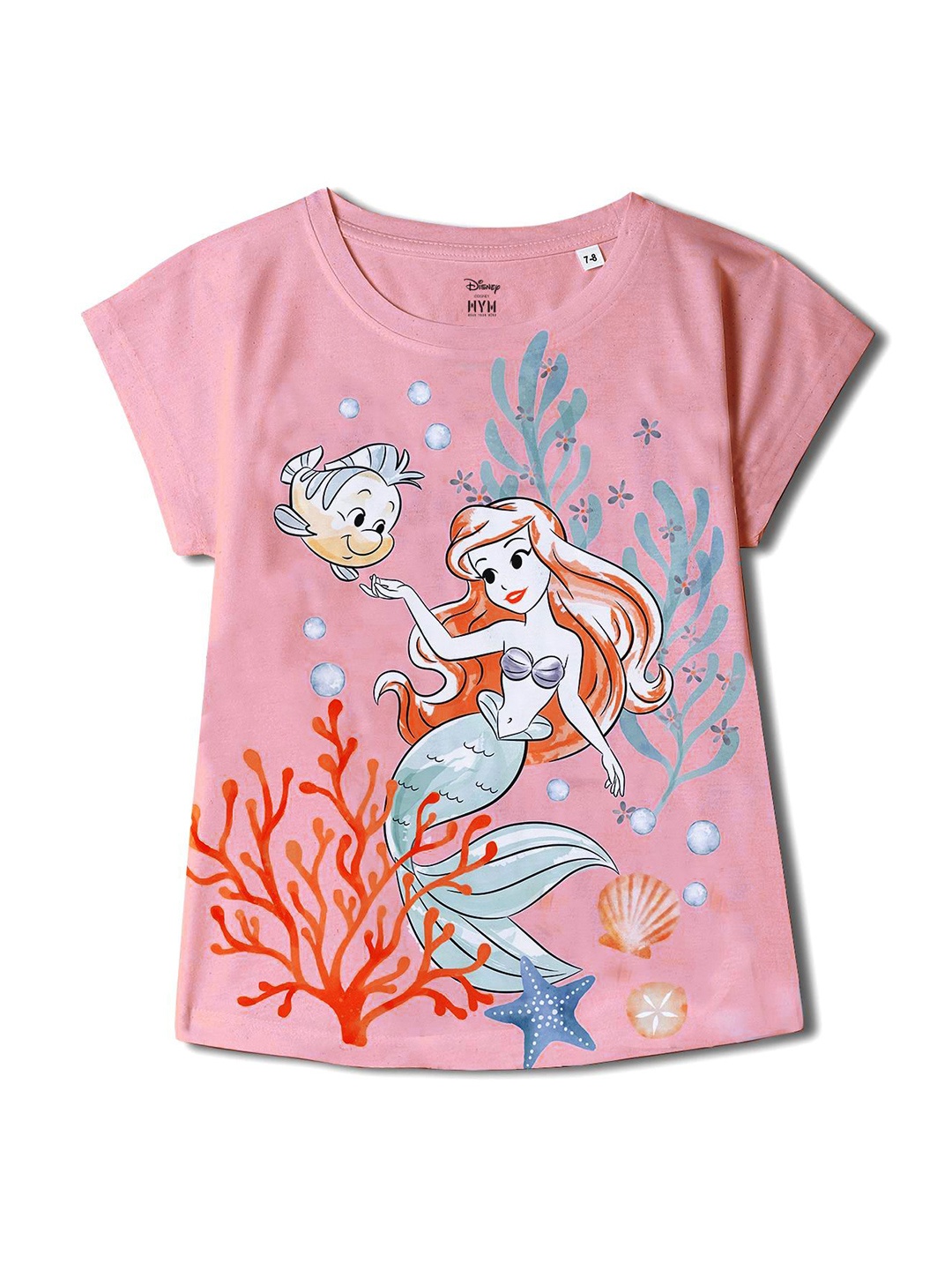 

Wear Your Mind Girls Disney Princess Printed Round Neck Top, Pink