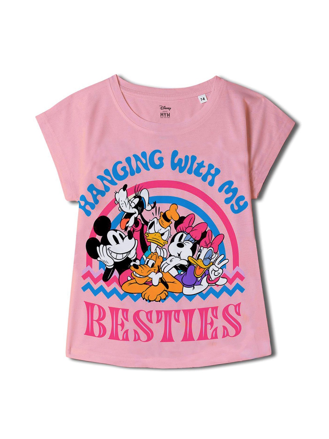 

Wear Your Mind Girls Printed Round Neck Top, Pink