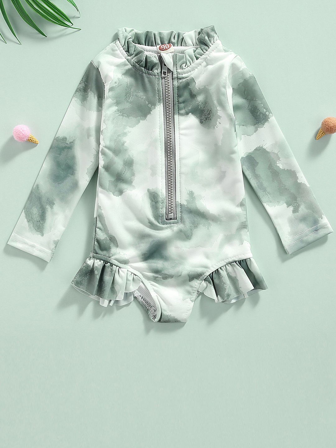

LULU & SKY Girls Printed Long Sleeves Bodysuits, Green