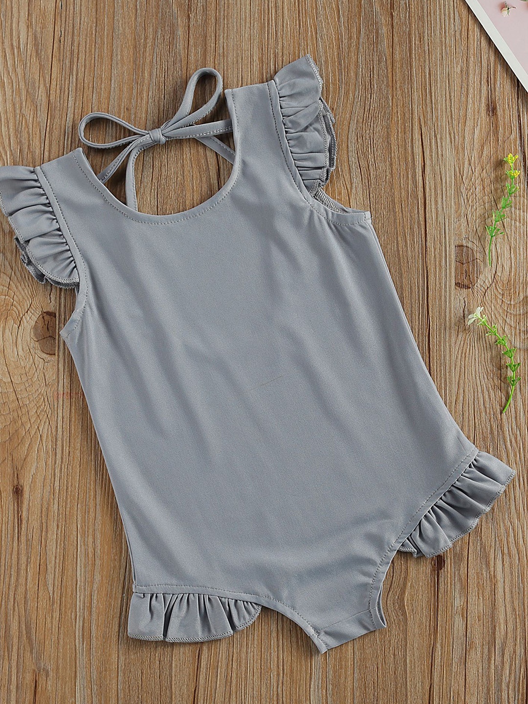 

LULU & SKY Girls Round Neck Bodysuit, Grey