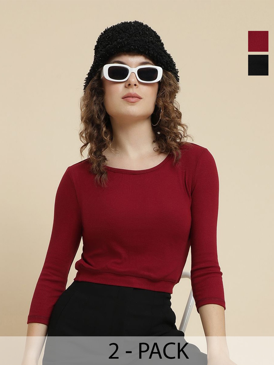 

UnaOne Women Cotton Fitted Top, Black