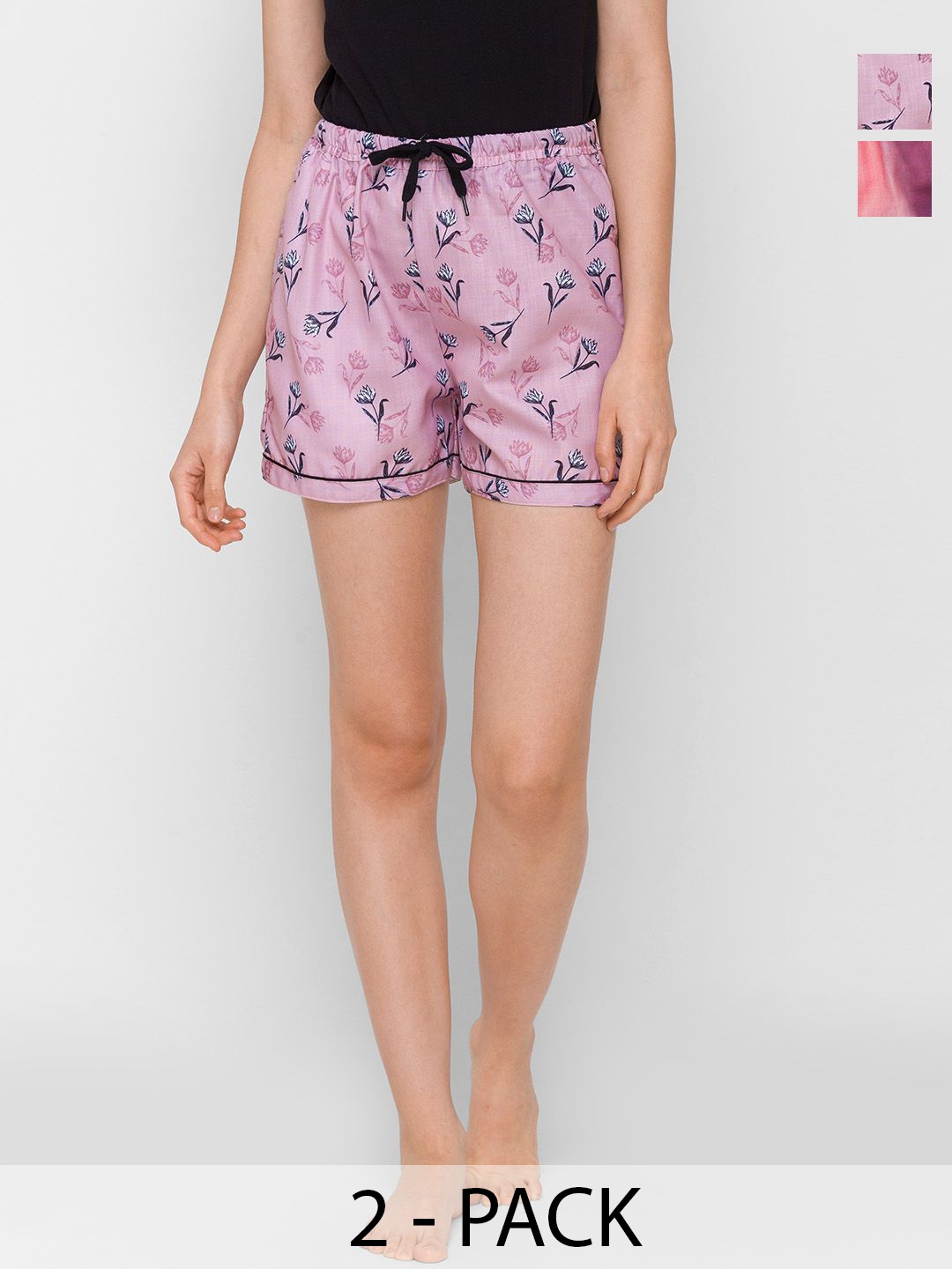 

NOIRA Women Set 2 Printed Lounge Shorts, Pink
