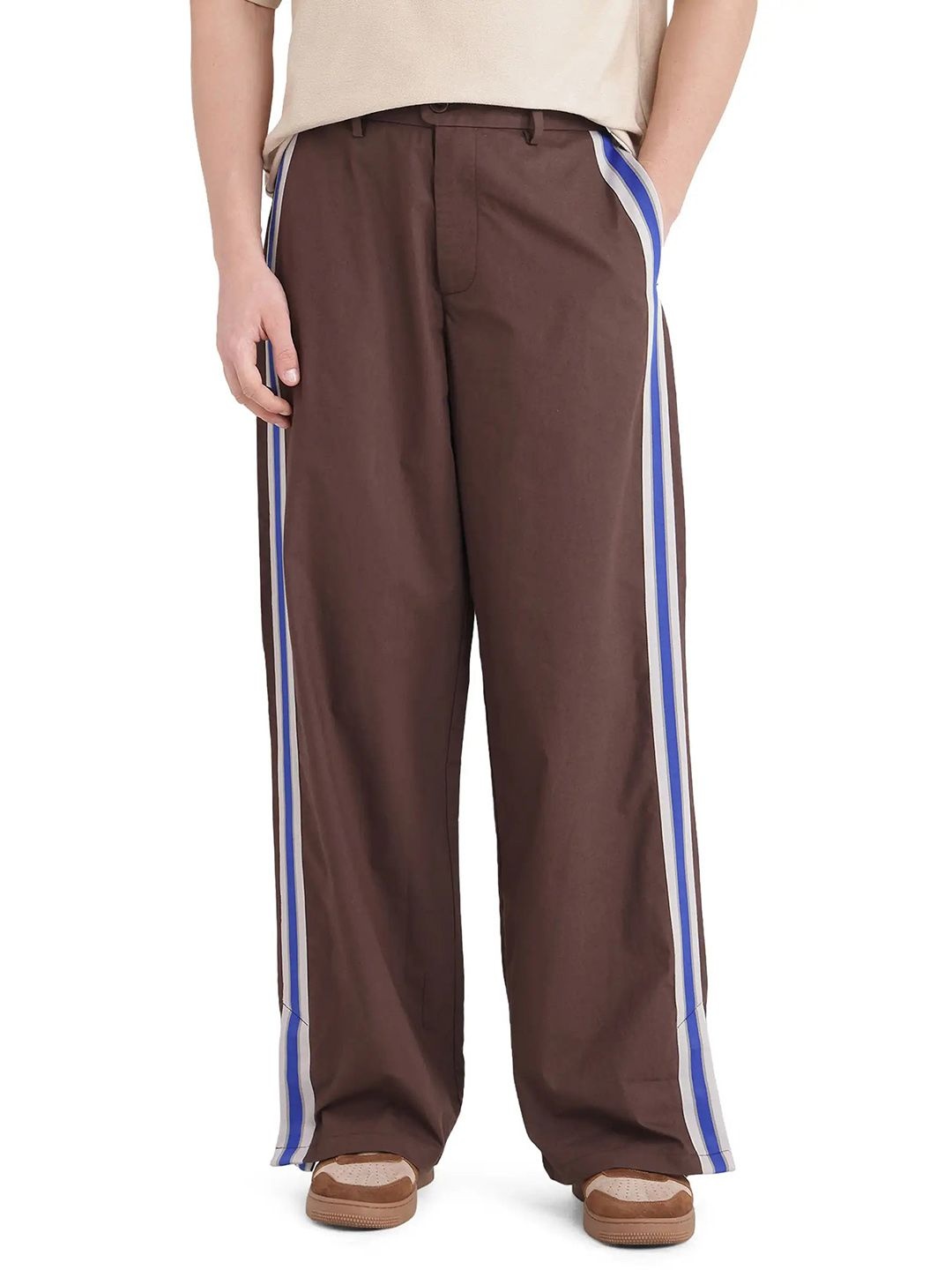 

RARE RABBIT Men Newnon Primary Brown Cotton Trousers
