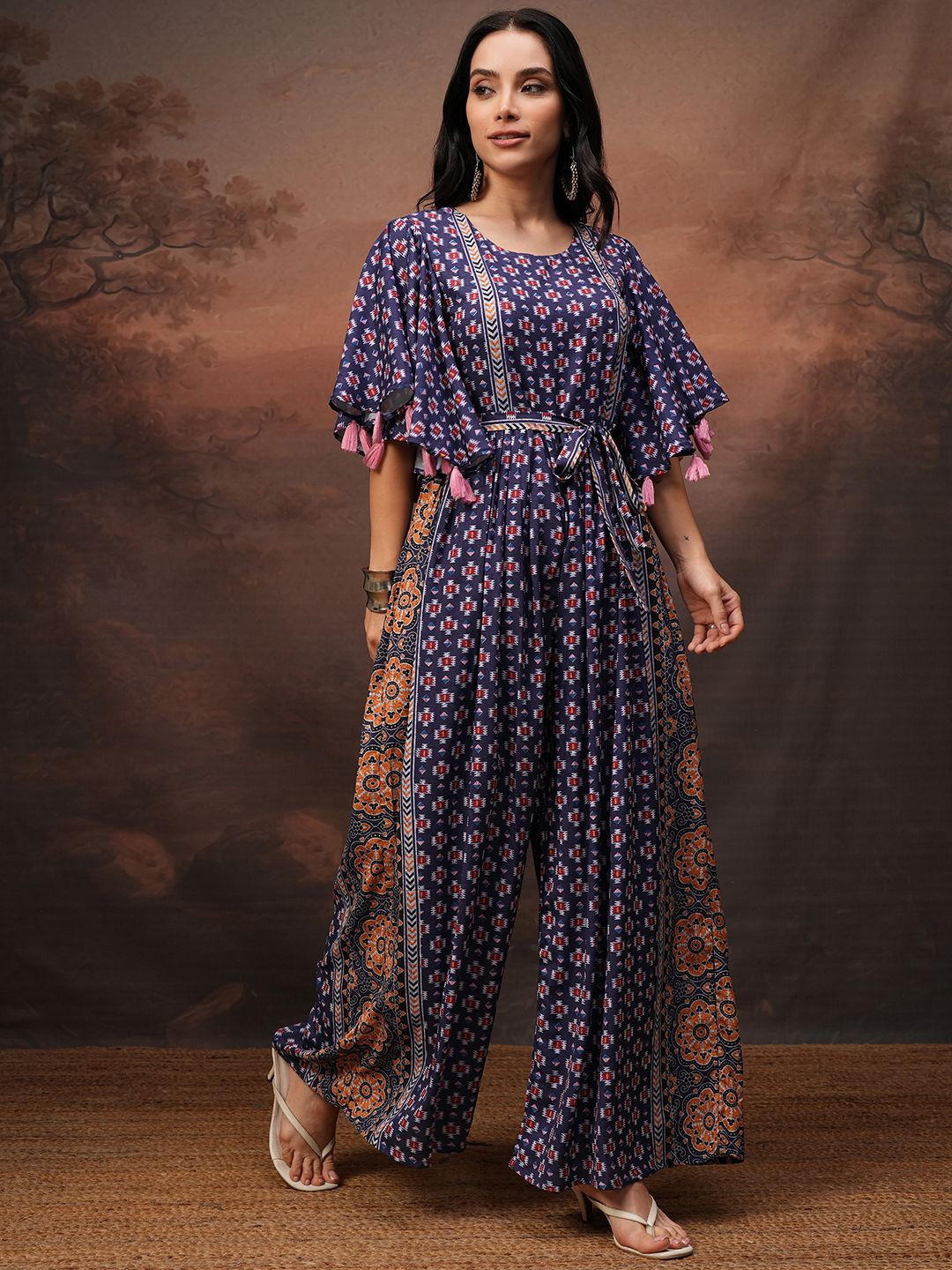 

Vishudh Women Printed Jumpsuit, Navy blue