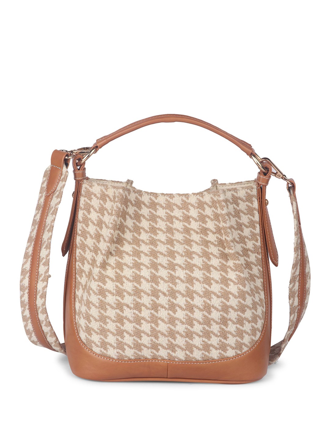 

Anouk Women Checked Structured Sling Bag, Beige