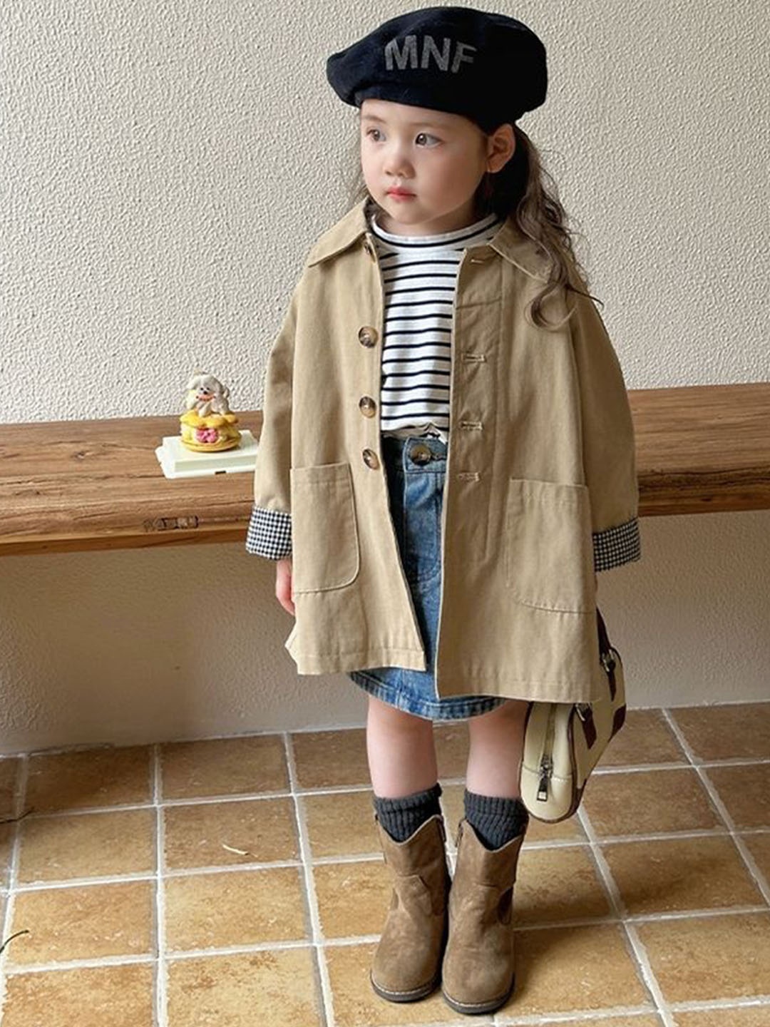 

LULU & SKY Girls Short Trench Coat, Khaki