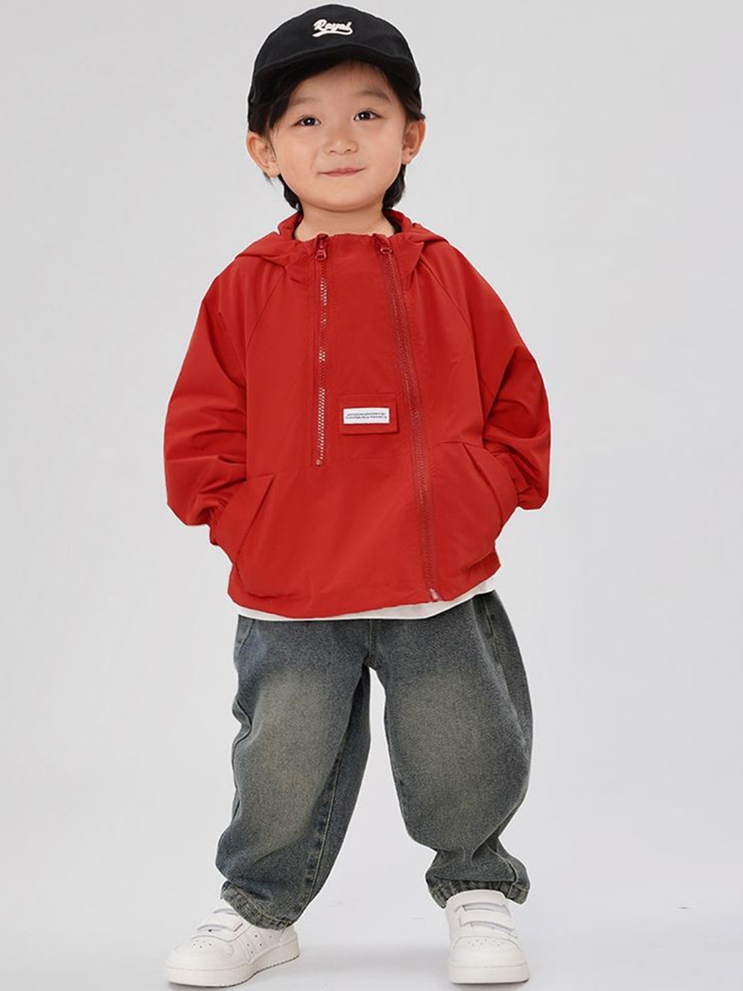 

LULU & SKY Boys Hooded Solid Casual Bomber Jacket, Red