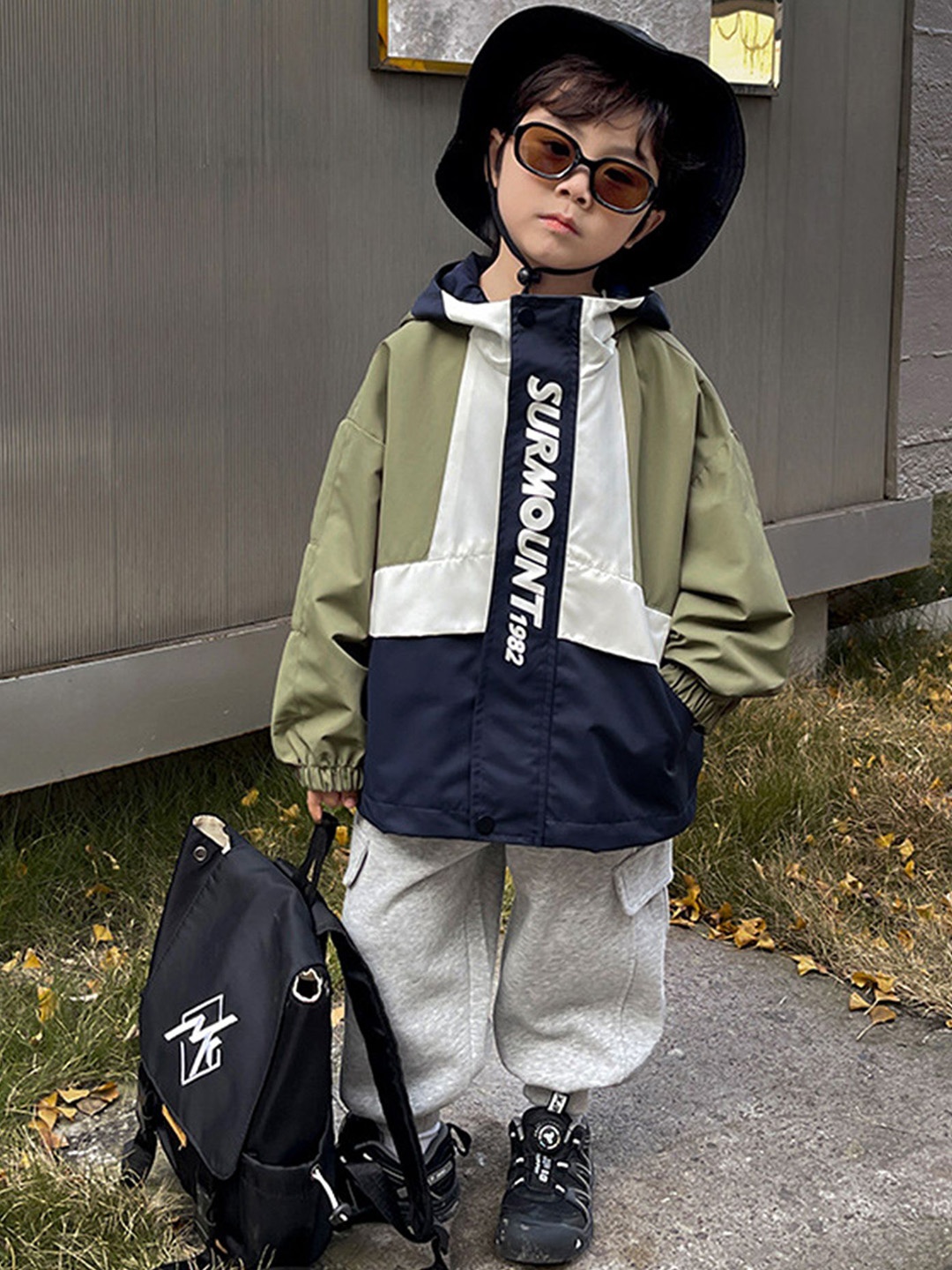 

LULU & SKY Boys Hooded Colourblocked Casual Tailored Jacket, Green