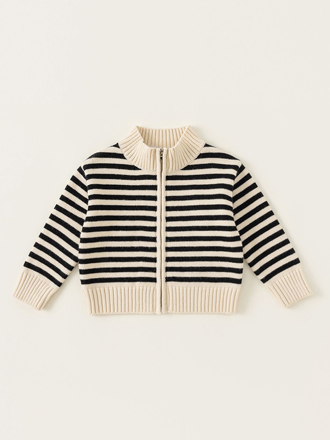 

LULU & SKY Unisex Kids Mock Collar Striped Casual Tailored Jacket, White