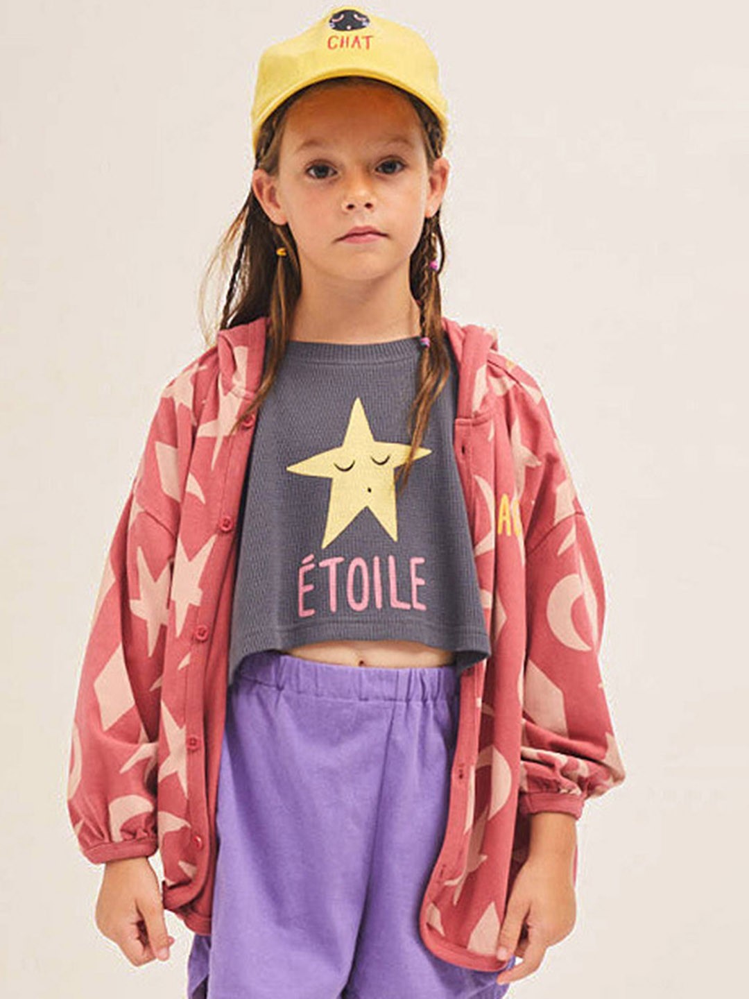 

LULU & SKY Girls Hooded Geometric Printed Cotton Casual Bomber Jacket, Red