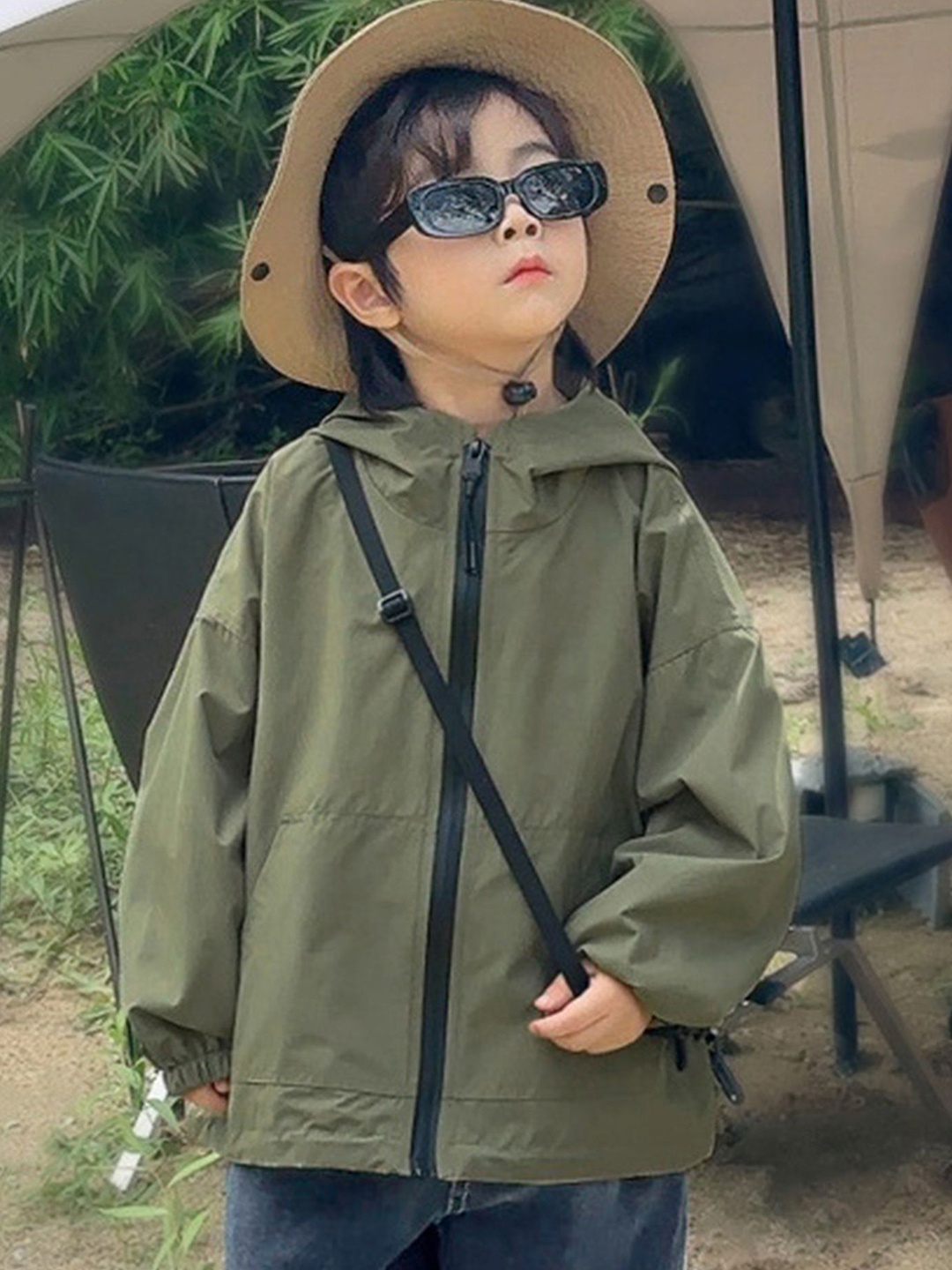 

LULU & SKY Boys Hooded Solid Casual Bomber Jacket, Green